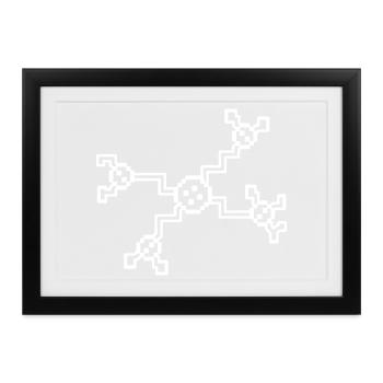 Neuron Nervenzelle Pixel 8-Bit - Gerahmtes Poster (37 × 27 cm) - Schwarz - Vorne