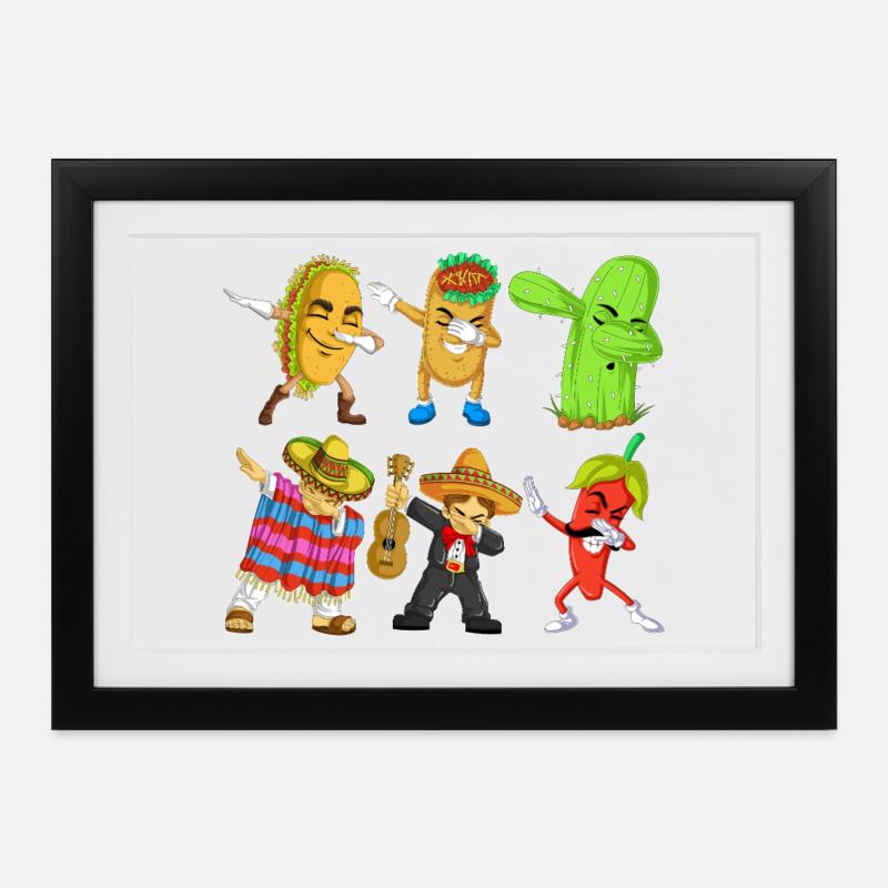 Cinco de Mayo Dab Shirt - Affiche encadrée (37 × 27 cm) - noir