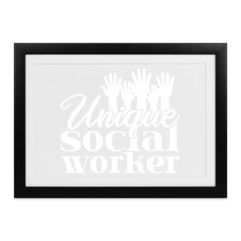 Social Worker Quote Unique Social Work - Gerahmtes Poster (37 × 27 cm) - Schwarz - Vorne