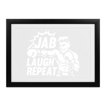 Jab Laugh Repeat Boxing Gloves - Gerahmtes Poster (37 × 27 cm) - Schwarz - Vorne