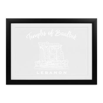 Libanon, Tempelanlagen von Baalbek, Weltkulturerbe - Gerahmtes Poster (37 × 27 cm) - Schwarz - Vorne