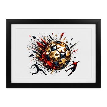 dynamische Fußballspieler spielen Fußball - Gerahmtes Poster (37 × 27 cm) - Schwarz - Vorne