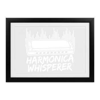 Harmonica Musican Whisperer Harmonica - Gerahmtes Poster (37 × 27 cm) - Schwarz - Vorne