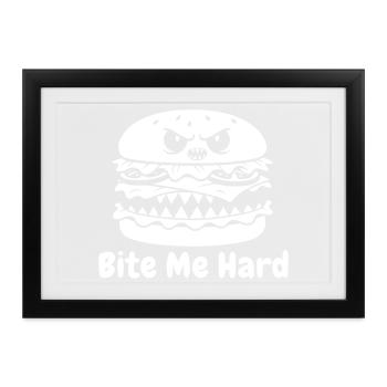 Wütender Hamburger Bite Design - Gerahmtes Poster (37 × 27 cm) - Schwarz - Vorne