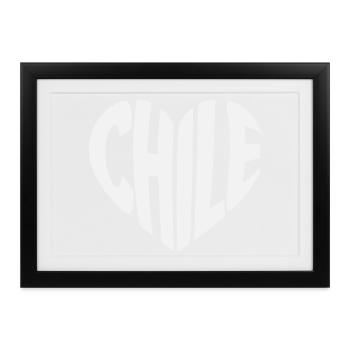 Chile Herz Typografie Design - Gerahmtes Poster (37 × 27 cm) - Schwarz - Vorne