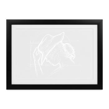 Horse Girl Scribble - Gerahmtes Poster (37 × 27 cm) - Schwarz - Vorne