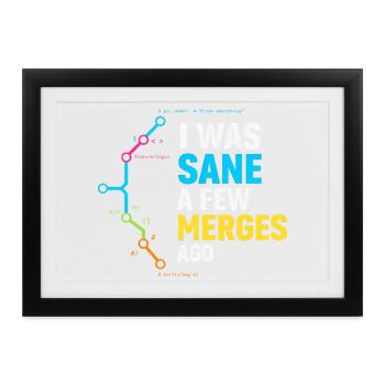 Vor ein paar Merges war ich noch bei Verstand, Programmierer-Humor - Gerahmtes Poster (37 × 27 cm) - Schwarz - Vorne