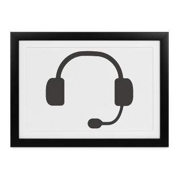 Kopfhörer Silhouette Headset Gaming - Gerahmtes Poster (37 × 27 cm) - Schwarz - Vorne