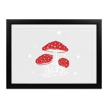 Mushroom mushrooms toadstools Amanita - Framed poster (37 × 27 cm) - black - Front