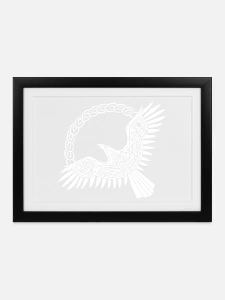 Weißer Wikinger-Adler - Gerahmtes Poster (37 × 27 cm) - Schwarz