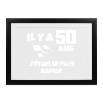 anniversaire, anniversaire 50 ans, 50 ans - Affiche encadrée (37 × 27 cm) - noir - Devant