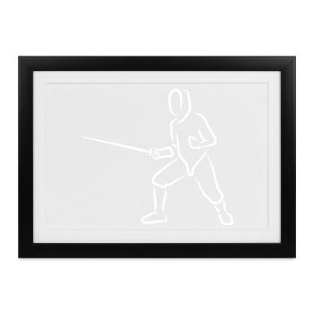 Fechter Zeichnung - Gerahmtes Poster (37 × 27 cm) - Schwarz - Vorne
