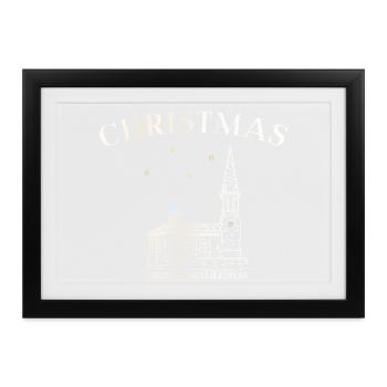 Weihnachtskirche Bethlehem Zeichnung - Gerahmtes Poster (37 × 27 cm) - Schwarz - Vorne