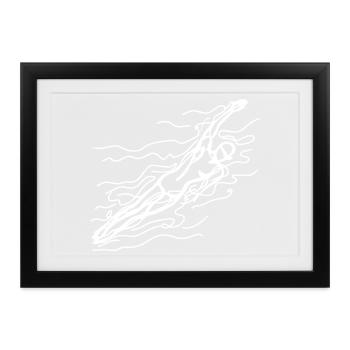 Wettkampfschwimmer Skizze - Gerahmtes Poster (37 × 27 cm) - Schwarz - Vorne