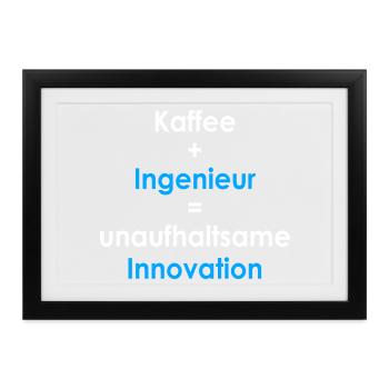 Kaffee gleich Innovation weiß - Gerahmtes Poster (37 × 27 cm) - Schwarz - Vorne