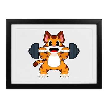 Tiger Bodybuilder Langhantel Bodybuilding - Gerahmtes Poster (37 × 27 cm) - Schwarz - Vorne