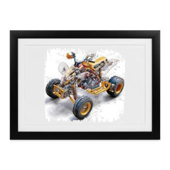 Quad-Bike CAD-Blaupause Design - Gerahmtes Poster (37 × 27 cm) - Schwarz - Vorne
