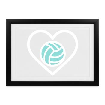 Cuore Volleyball – Leidenschaft für Mannschaftssport - Gerahmtes Poster (37 × 27 cm) - Schwarz - Vorne
