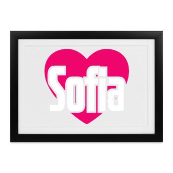 I Love Sofia Pinkes Herz Ich liebe Sofia - Gerahmtes Poster (37 × 27 cm) - Schwarz - Vorne