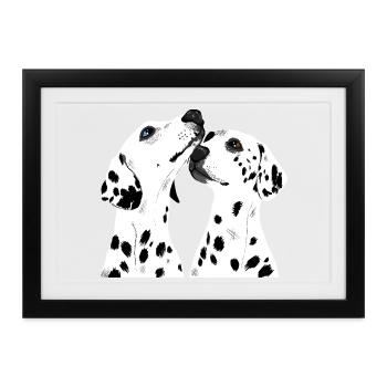 Zwei Dalmatiner - Gerahmtes Poster (37 × 27 cm) - Schwarz - Vorne