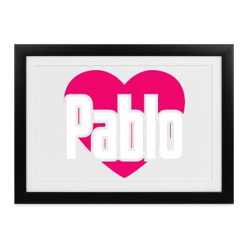 I Love Pablo Pinkes Herz Ich liebe Pablo - Gerahmtes Poster (37 × 27 cm) - Schwarz - Vorne