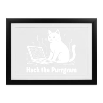 Purrrgram Hack: Katzentech Humor - Gerahmtes Poster (37 × 27 cm) - Schwarz - Vorne