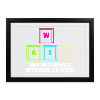 Zocken Computerspieler Zocker Gaming Gamer - Gerahmtes Poster (37 × 27 cm) - Schwarz - Vorne