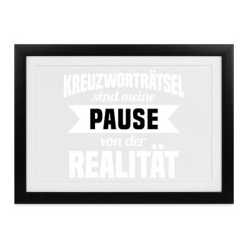 Kreuzworträtsel Pause von der Realität - Gerahmtes Poster (37 × 27 cm) - Schwarz - Vorne