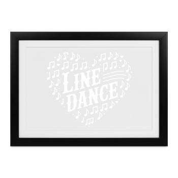 Line Dance Herz Noten - Gerahmtes Poster (37 × 27 cm) - Schwarz - Vorne