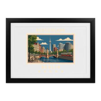 Deutschland Berlin Vintage Reisemarke - Gerahmtes Poster (37 × 27 cm) - Schwarz - Vorne