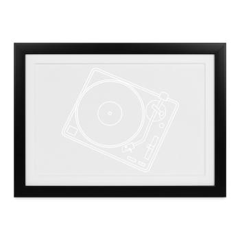 Turntable Linienkunst - Gerahmtes Poster (37 × 27 cm) - Schwarz - Vorne
