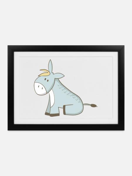 Esel - Gerahmtes Poster (37 × 27 cm) - Schwarz
