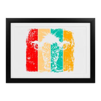 Kuh retro - Gerahmtes Poster (37 × 27 cm) - Schwarz - Vorne