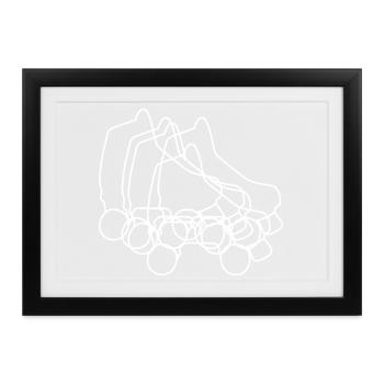 Roller Skates Zeichnung - Gerahmtes Poster (37 × 27 cm) - Schwarz - Vorne