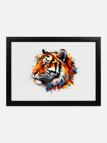 Tiger - Gerahmtes Poster (37 × 27 cm) - Schwarz