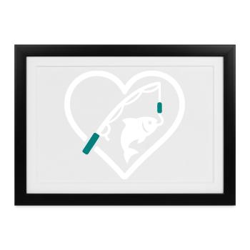 Angelherz Fischrute Natur Geschenk - Gerahmtes Poster (37 × 27 cm) - Schwarz - Vorne