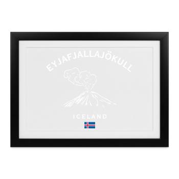 Eyjafjallajökull Vulkan Island - Gerahmtes Poster (37 × 27 cm) - Schwarz - Vorne
