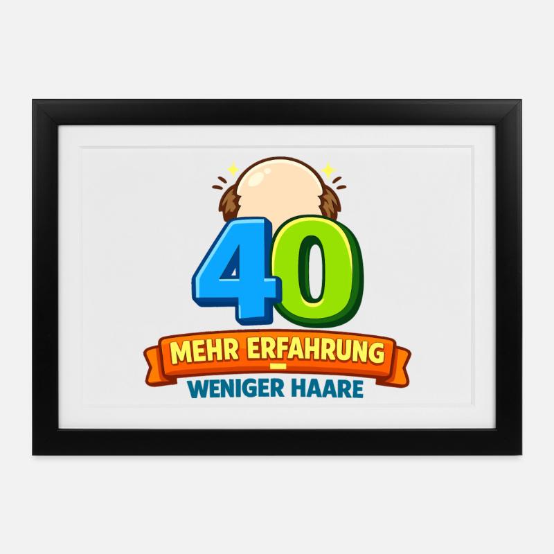 40 Expérience de plus Moins de cheveux - Affiche encadrée (37 × 27 cm) - noir