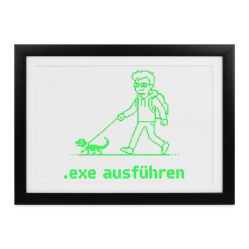 Exe ausführen Informatic Programming Geschenk - Gerahmtes Poster (37 × 27 cm) - Schwarz - Vorne