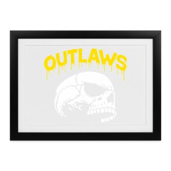 Outlaws Skulls Drip Graphic - Gerahmtes Poster (37 × 27 cm) - Schwarz - Vorne