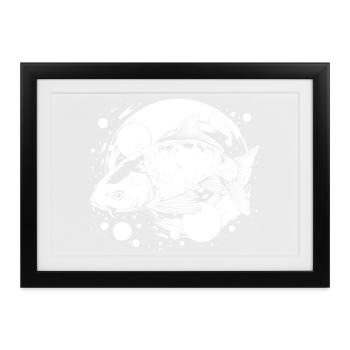 Fischerei Streetart - Gerahmtes Poster (37 × 27 cm) - Schwarz - Vorne