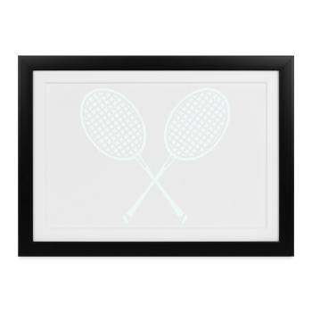 Kreuzende Badminton Schläger Grafik - Gerahmtes Poster (37 × 27 cm) - Schwarz - Vorne