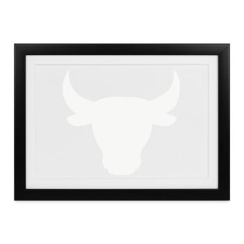 Stierkopf Silhouette - Gerahmtes Poster (37 × 27 cm) - Schwarz - Vorne
