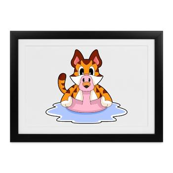 Tiger Flamingo - Gerahmtes Poster (37 × 27 cm) - Schwarz - Vorne