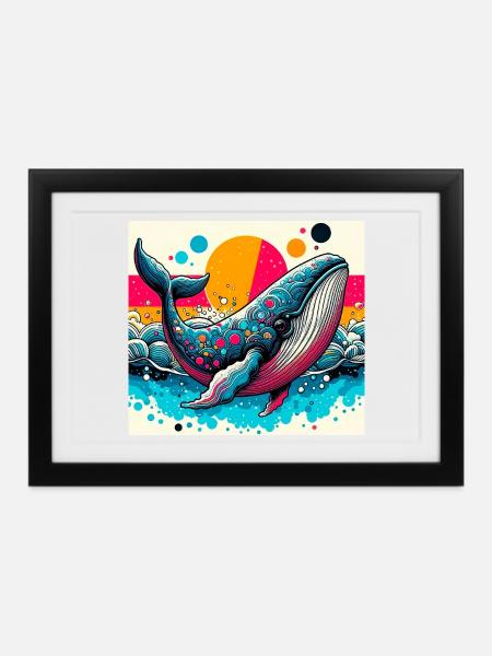 Wal - Gerahmtes Poster (37 × 27 cm) - Schwarz