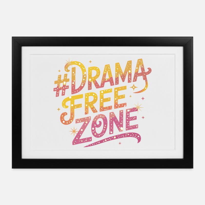 Drame Zone Libre Coloré Scintillant Fun Police - Affiche encadrée (37 × 27 cm) - noir