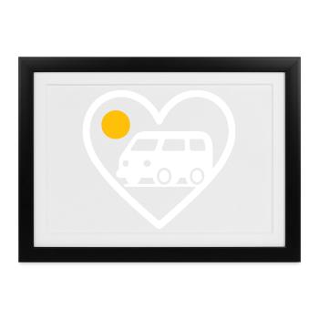 Vanlife Heart Van Reise Road Abenteuer - Gerahmtes Poster (37 × 27 cm) - Schwarz - Vorne