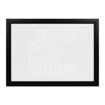 Kaffee trinken und Musik hören - Gerahmtes Poster (37 × 27 cm) - Schwarz - Vorne