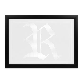 Monochromes gotisches R-Pixeldesign - Gerahmtes Poster (37 × 27 cm) - Schwarz - Vorne