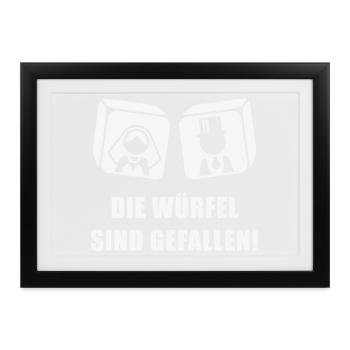Die Würfel Sind Gefallen! JGA Hochzeit Brautpaar W - Gerahmtes Poster (37 × 27 cm) - Schwarz - Vorne